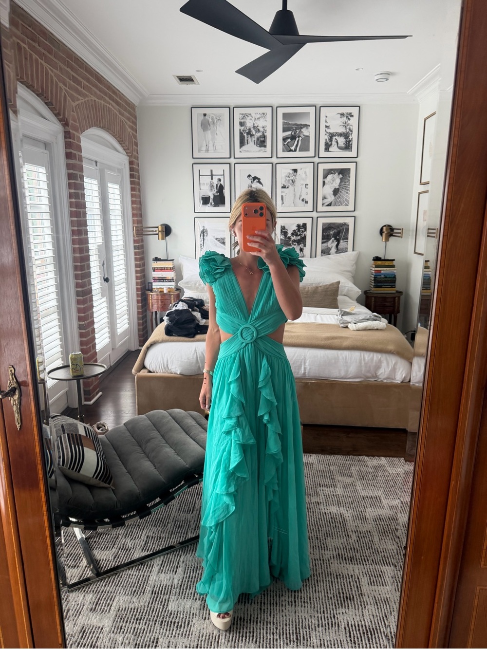 PatBO Teal Ruffle Tiered Maxi Dress with Ring Waist Size 2